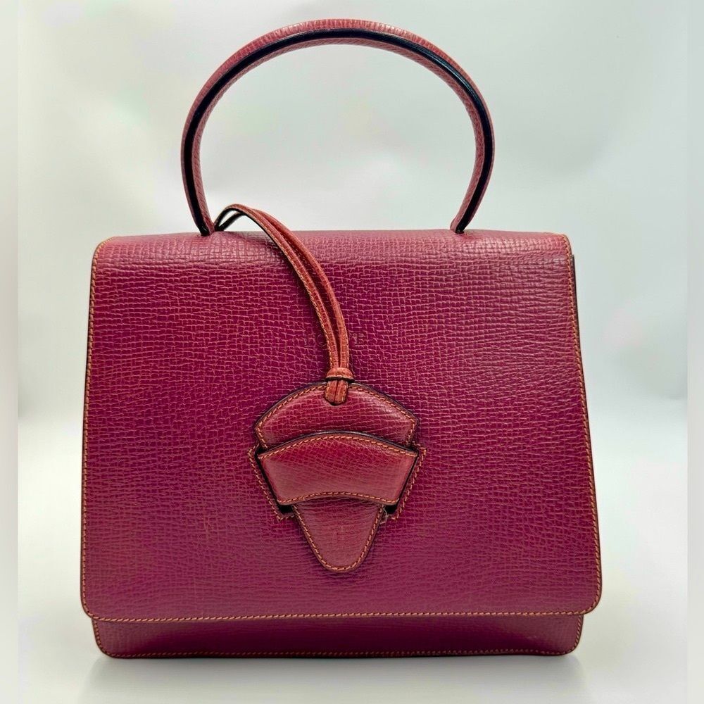 Auth Loewe Bordeaux Leather Barcelona Bag
